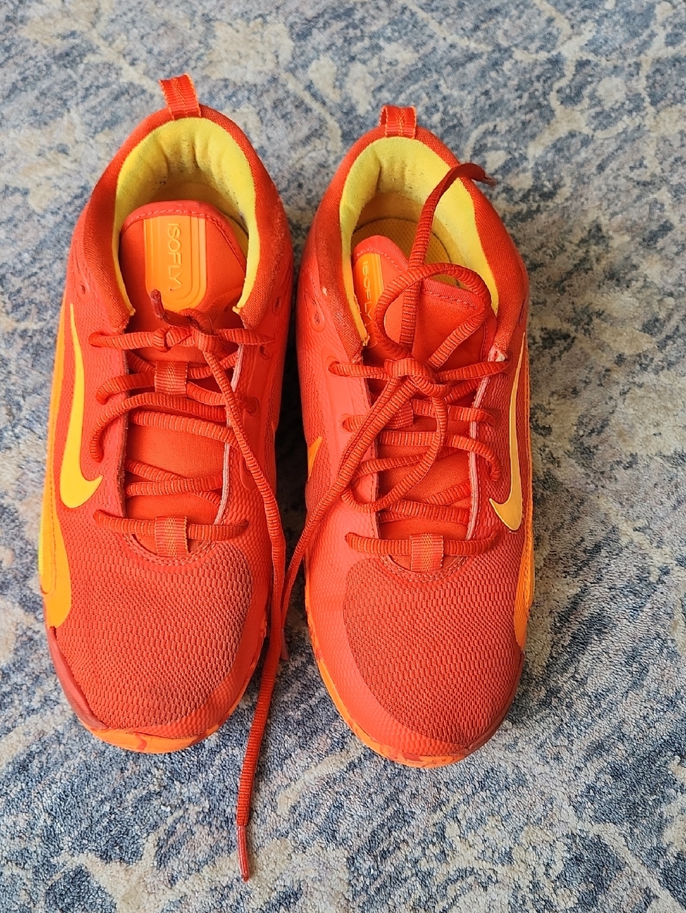 Nike Kids Bright Orange Sneakers with Yellow Swoosh